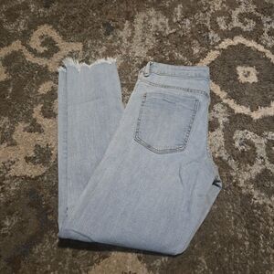 Zara denim jeans light wash frayed hem size 4